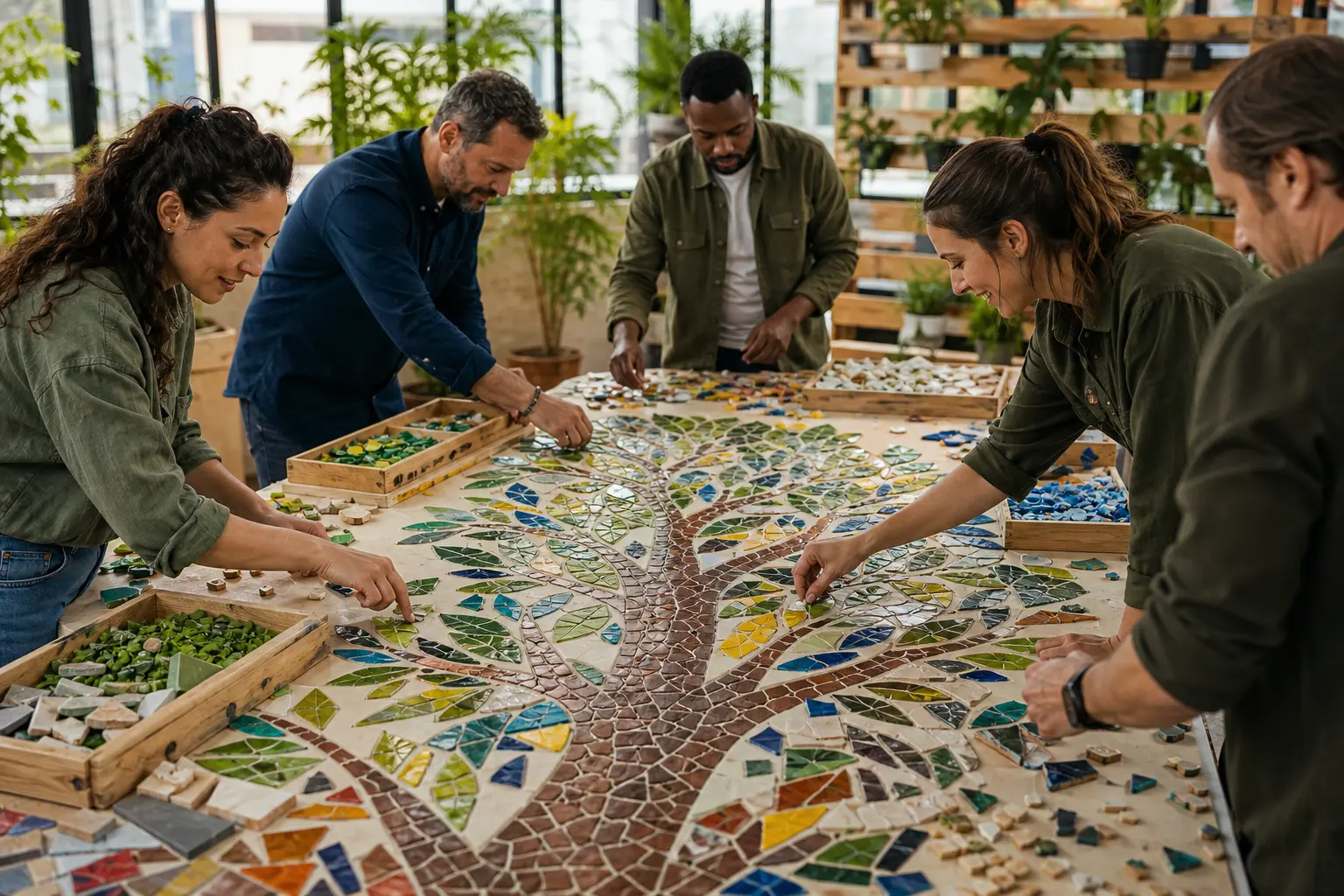 Mosaïque collaborative 100 % recyclée : Créez une œuvre d&rsquo;entreprise à partir de déchets réemployés