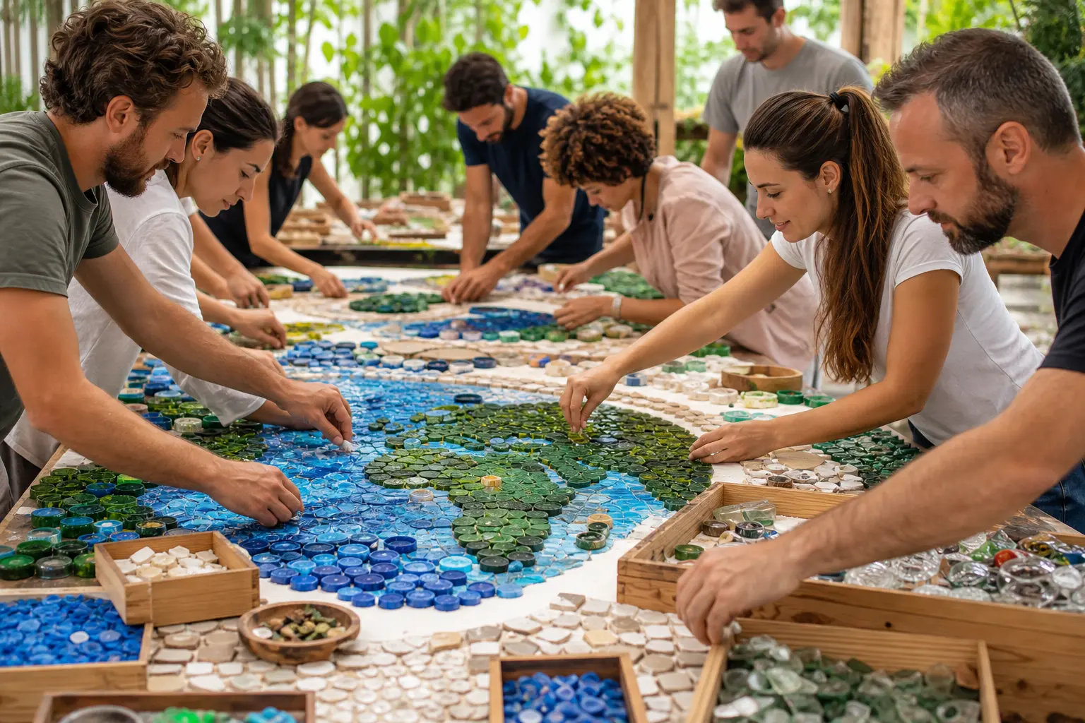 Mosaïque collaborative 100 % recyclée : créez une œuvre d&rsquo;entreprise à partir de déchets réemployés