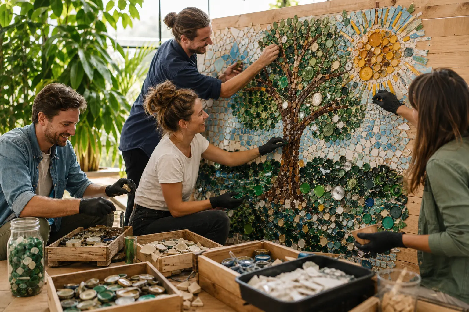 Mosaïque collaborative 100 % recyclée : Créez une œuvre d&rsquo;entreprise à partir de déchets réemployés