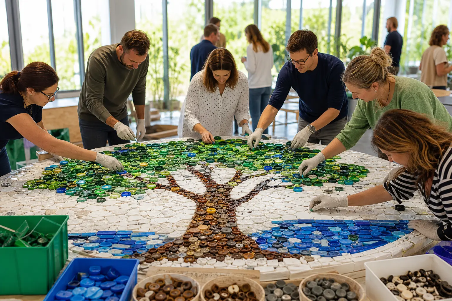 Mosaïque collaborative 100 % recyclée : Créez une œuvre d&rsquo;entreprise à partir de déchets réemployés