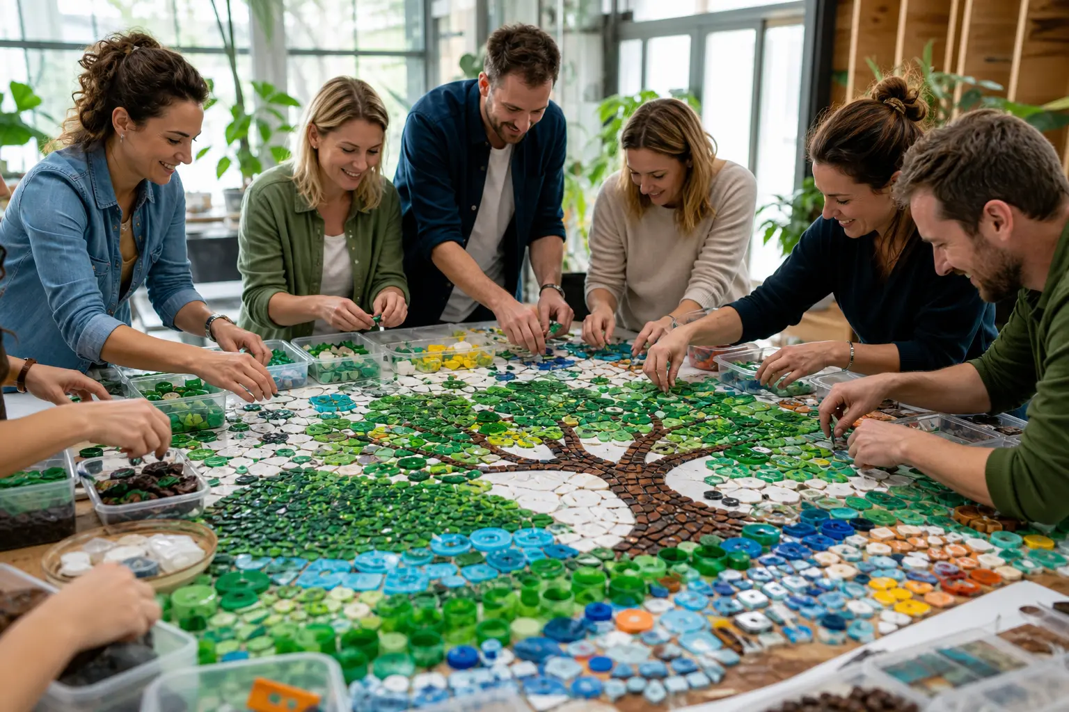 Mosaïque collaborative 100 % recyclée : Créez une œuvre d&rsquo;entreprise à partir de déchets réemployés