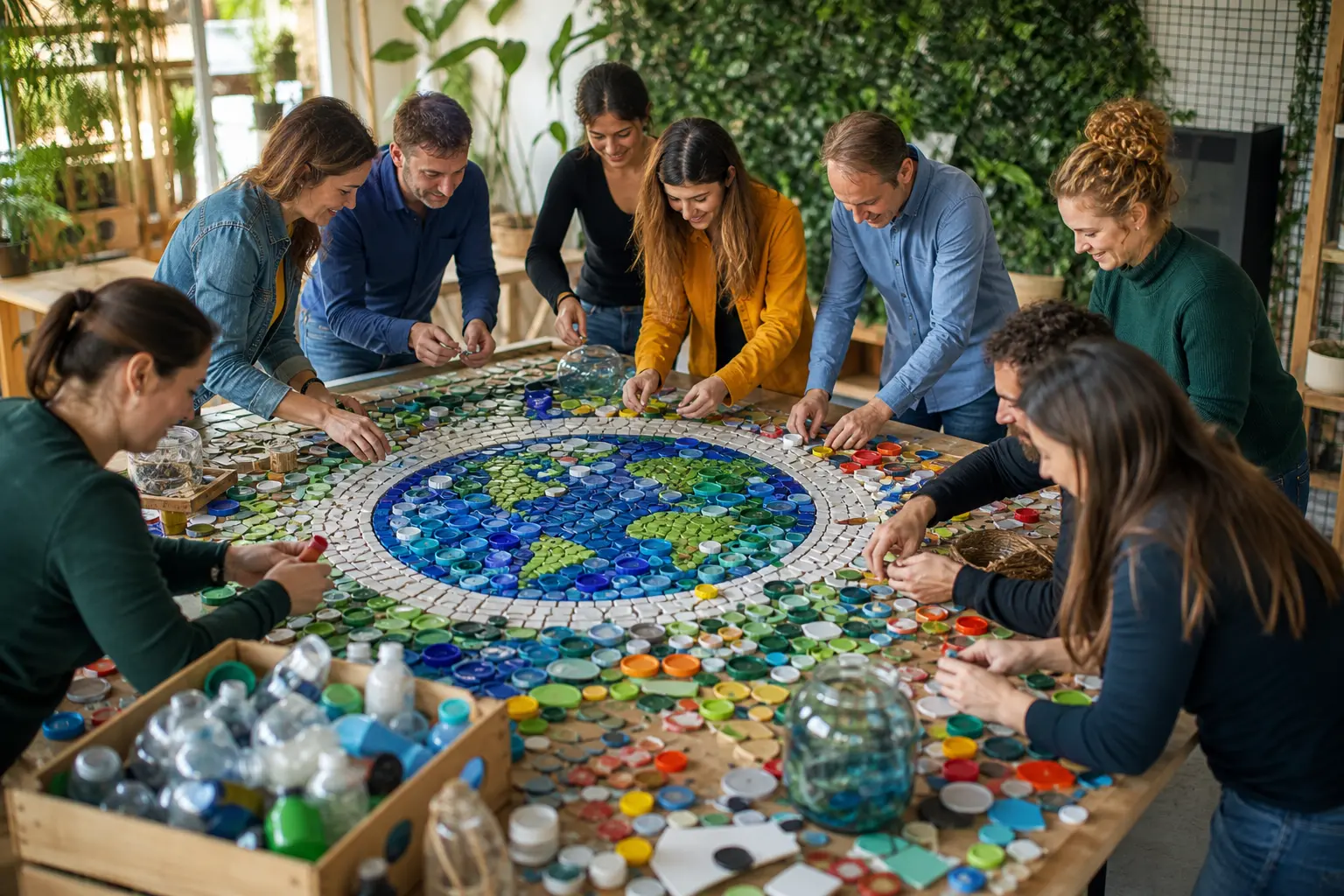Mosaïque collaborative 100 % recyclée : Créez une œuvre d&rsquo;entreprise à partir de déchets réemployés
