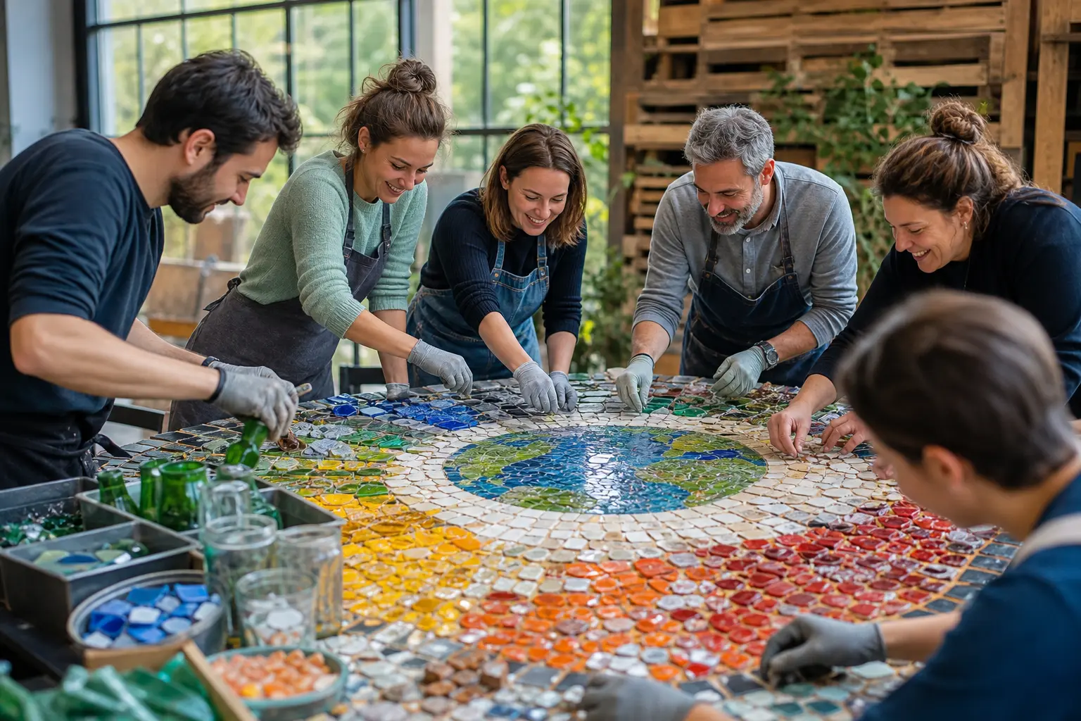 Mosaïque collaborative 100 % recyclée : Créez une œuvre d&rsquo;entreprise à partir de déchets réemployés