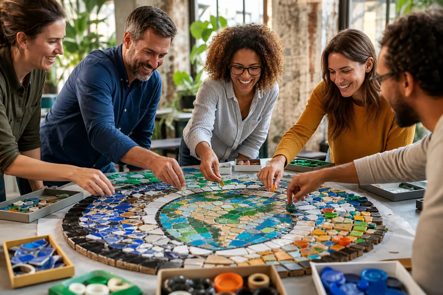 Mosaïque collaborative 100 % recyclée : Créez une œuvre d&rsquo;entreprise à partir de déchets réemployés