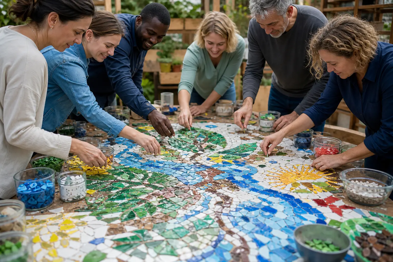 Mosaïque collaborative 100 % recyclée : Créez une œuvre d&rsquo;entreprise à partir de déchets réemployés